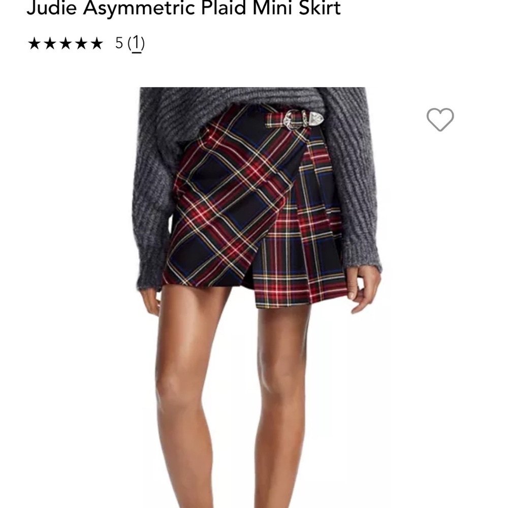 Maje Judie Asymmetric Plaid Mini Skirt